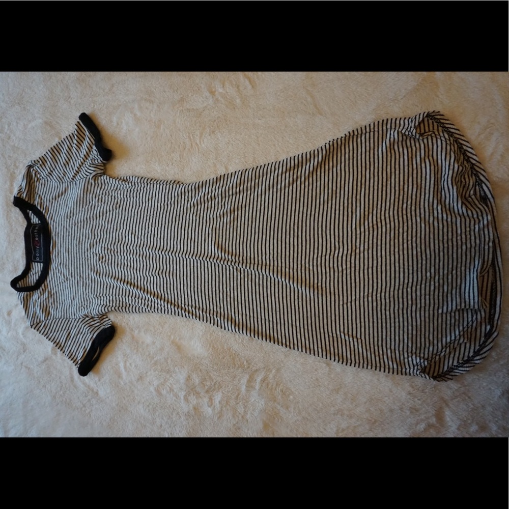 Striped Ribbed Body Con Short Sleeve Dress